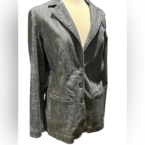 From Nine West Jeans denim 3 button front blazer - Picture 6 of 12